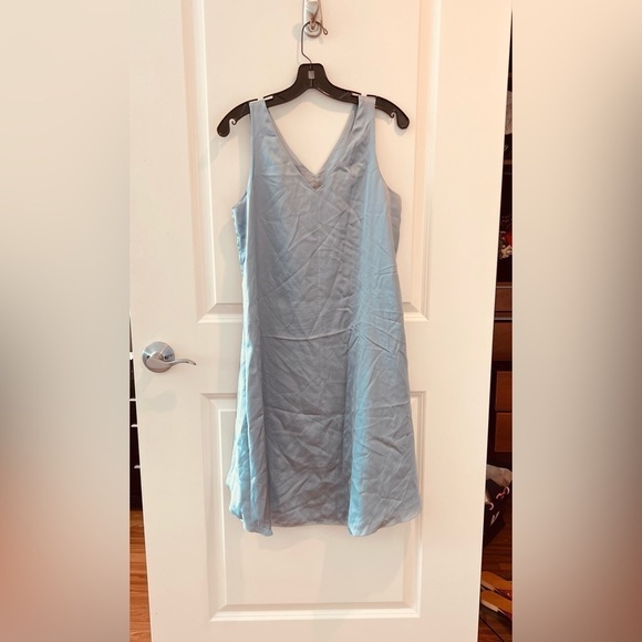 NWT Eileen Fisher Silk Blend Baby Blue Slip Dress - Picture 4 of 16